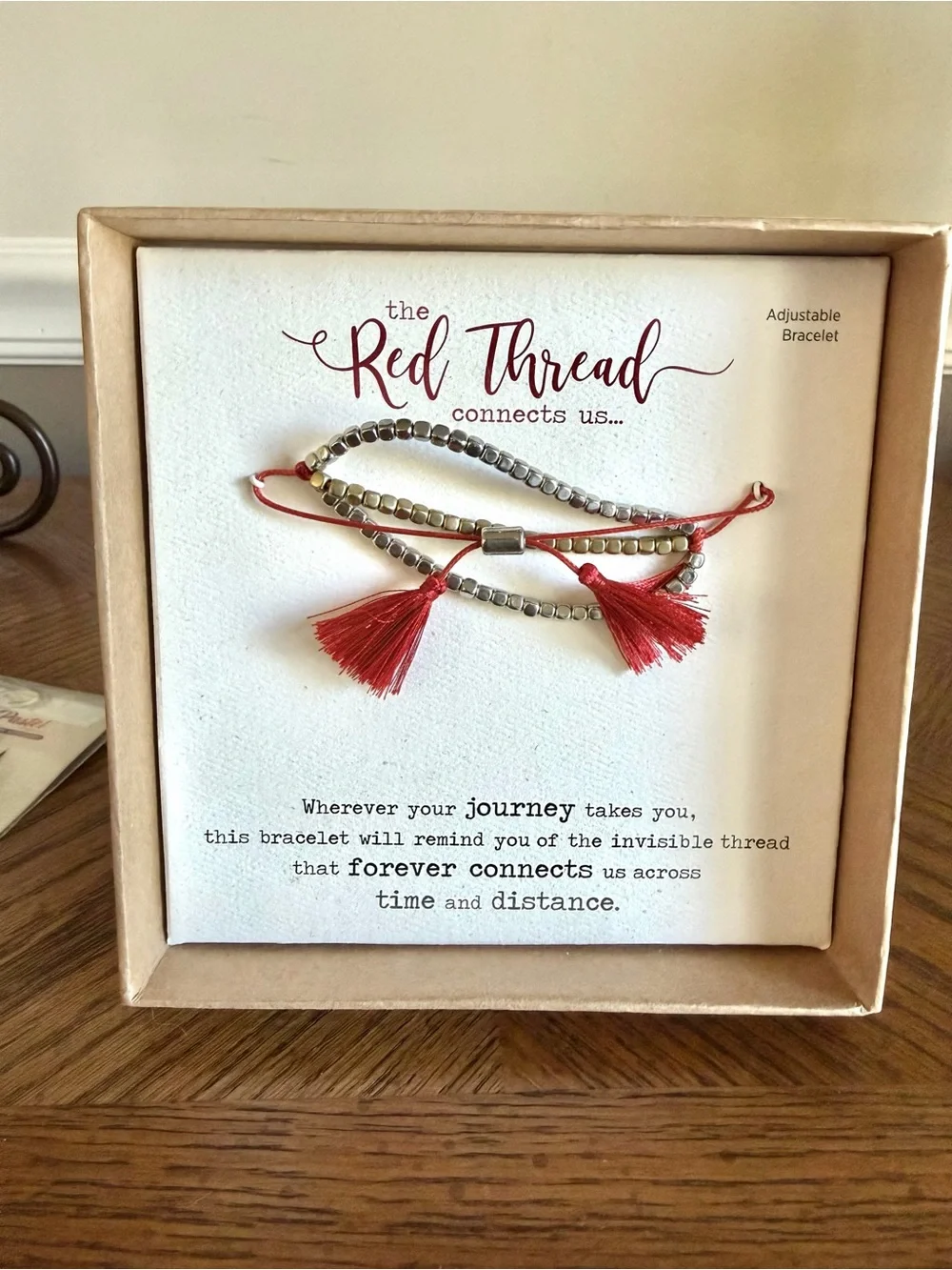 The Red Thread Love/Friendship Adjustable Bracelet Set - Red and Silver NWT